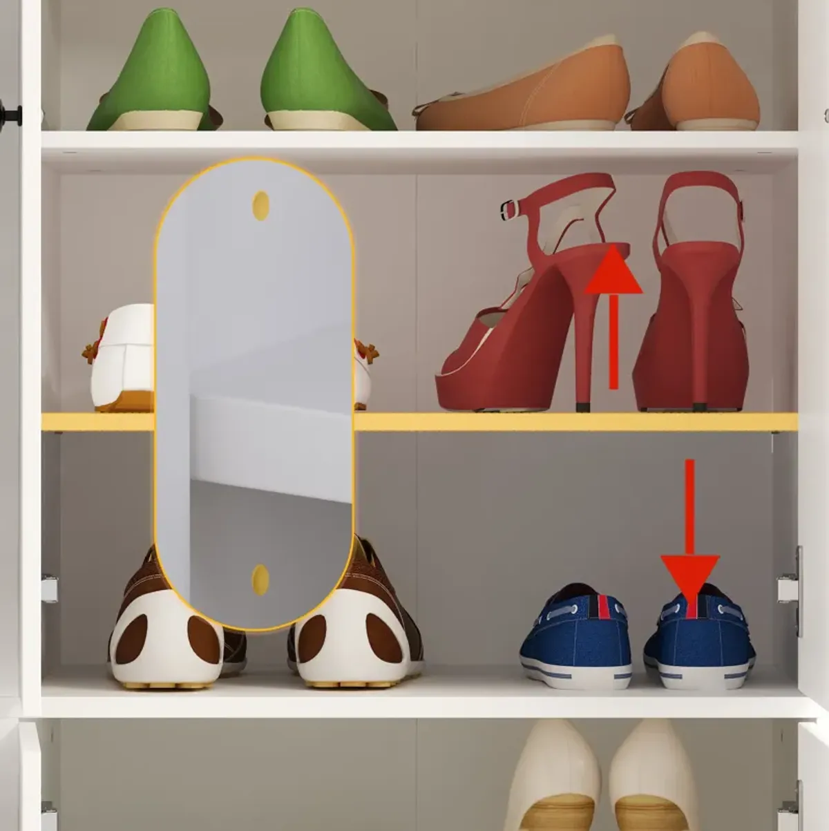 FUFU&GAGA Large Wardrobe Armoires Close with Adjustable Shelves and 3 Hooks, with Shoe Storage