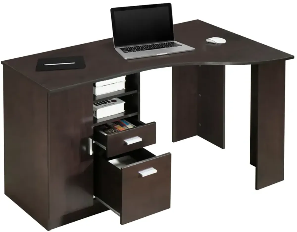 Classic Office Desk with Storage, Espresso