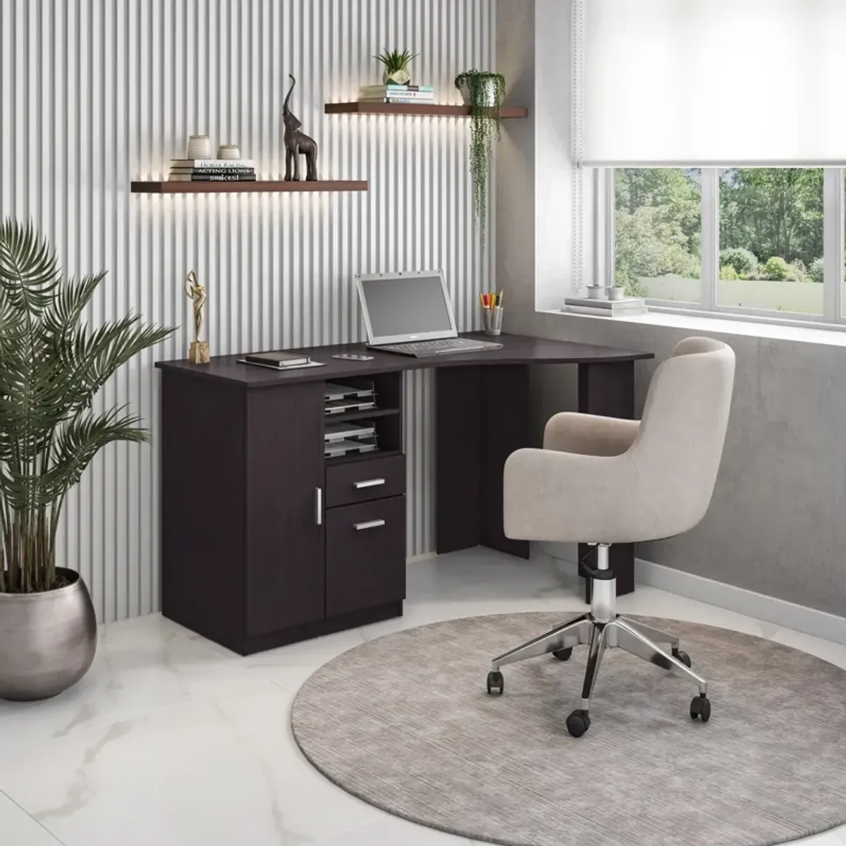 Classic Office Desk with Storage, Espresso