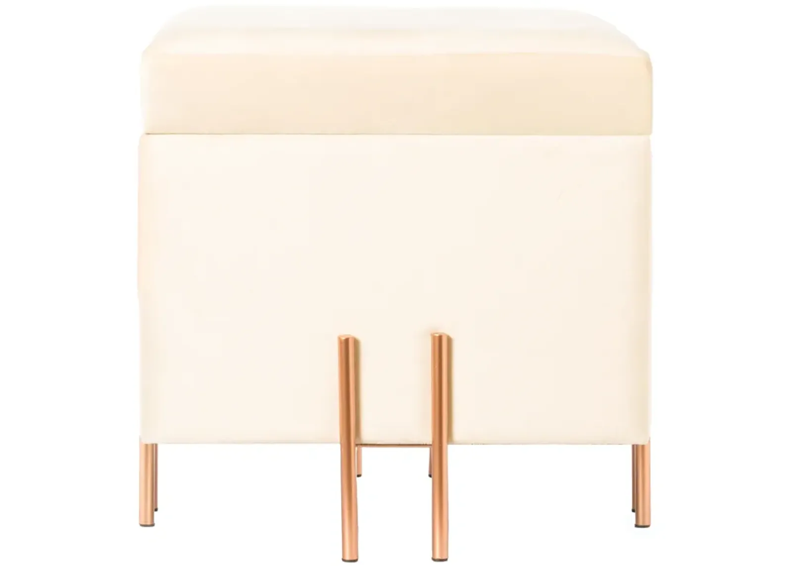 Square Velvet Storage Ottoman with Rose Gold Legs, Pink