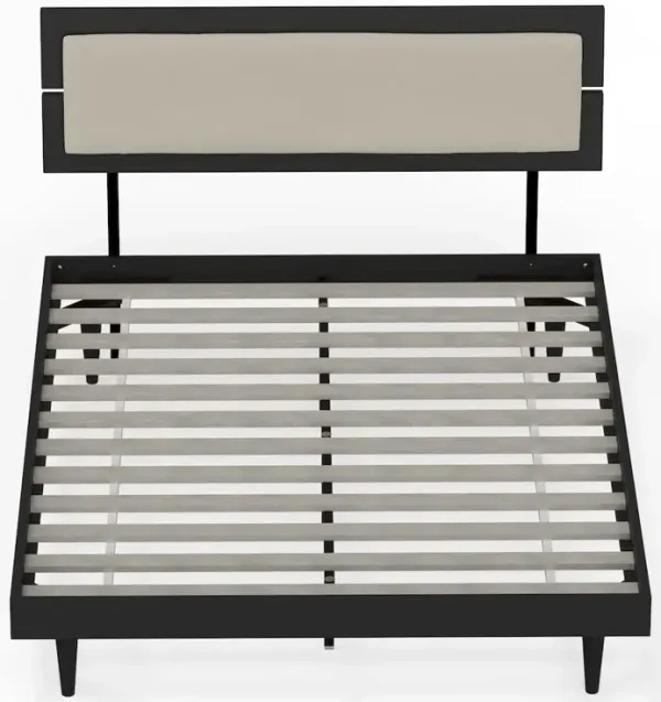 Comfort Pointe Benoni Queen Wooden Bed with Taupe Cushion Black