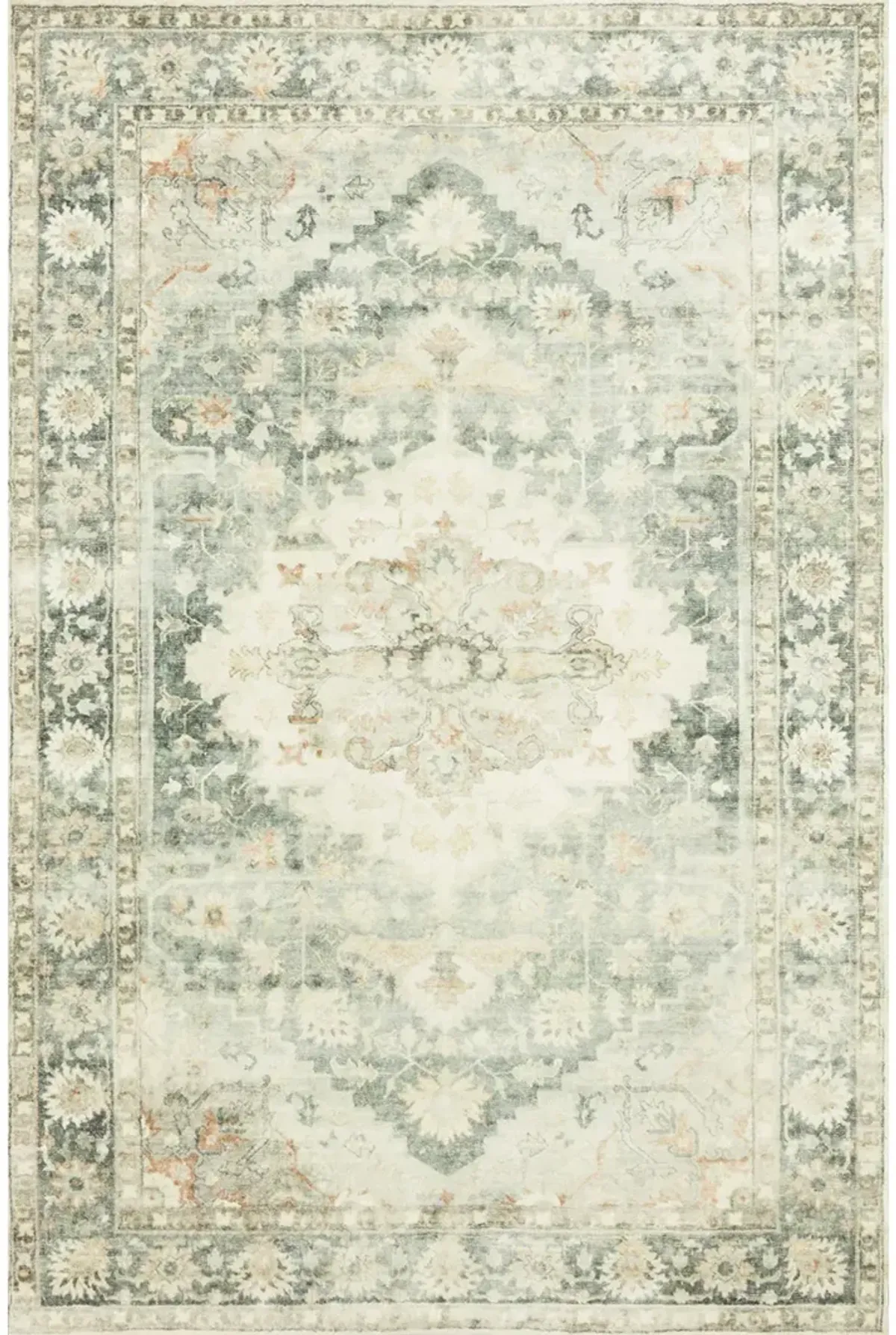 Rosette ROS08 Teal/Ivory 3'3" x 5'3" Rug