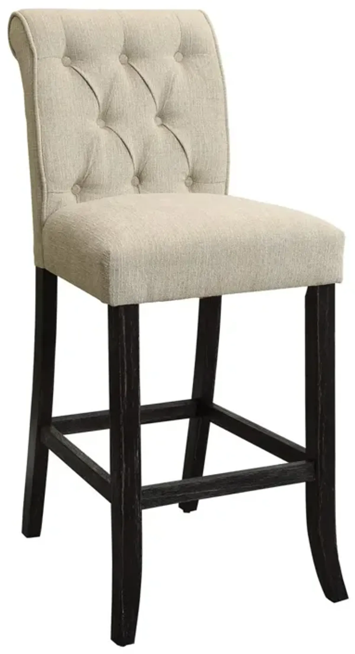 Rustic-style Dining Chairs, Set of 2, Beige Chenille