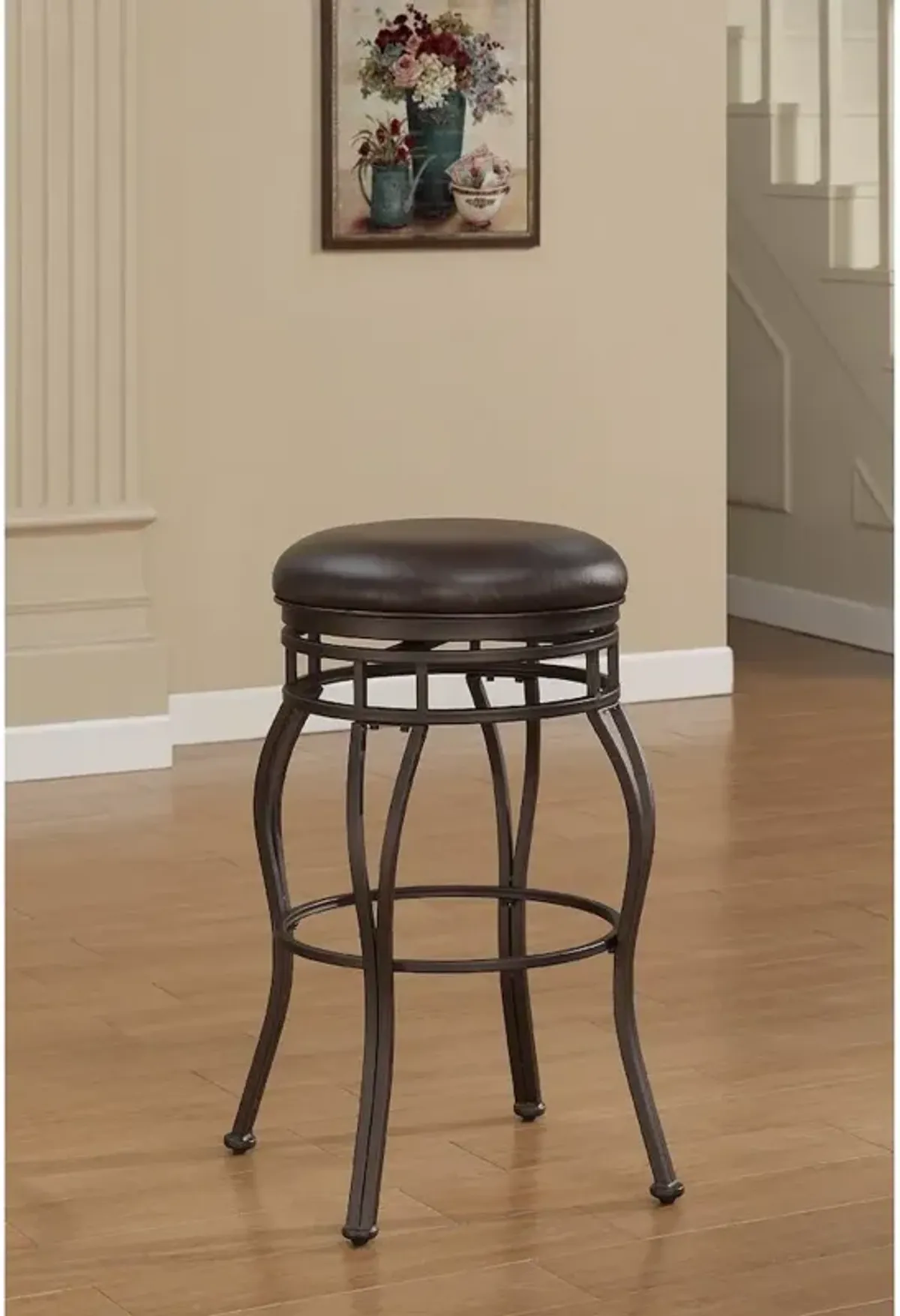 American Woodcrafters Sienna 26 Backless Metal Swivel Stool - Russet Brown