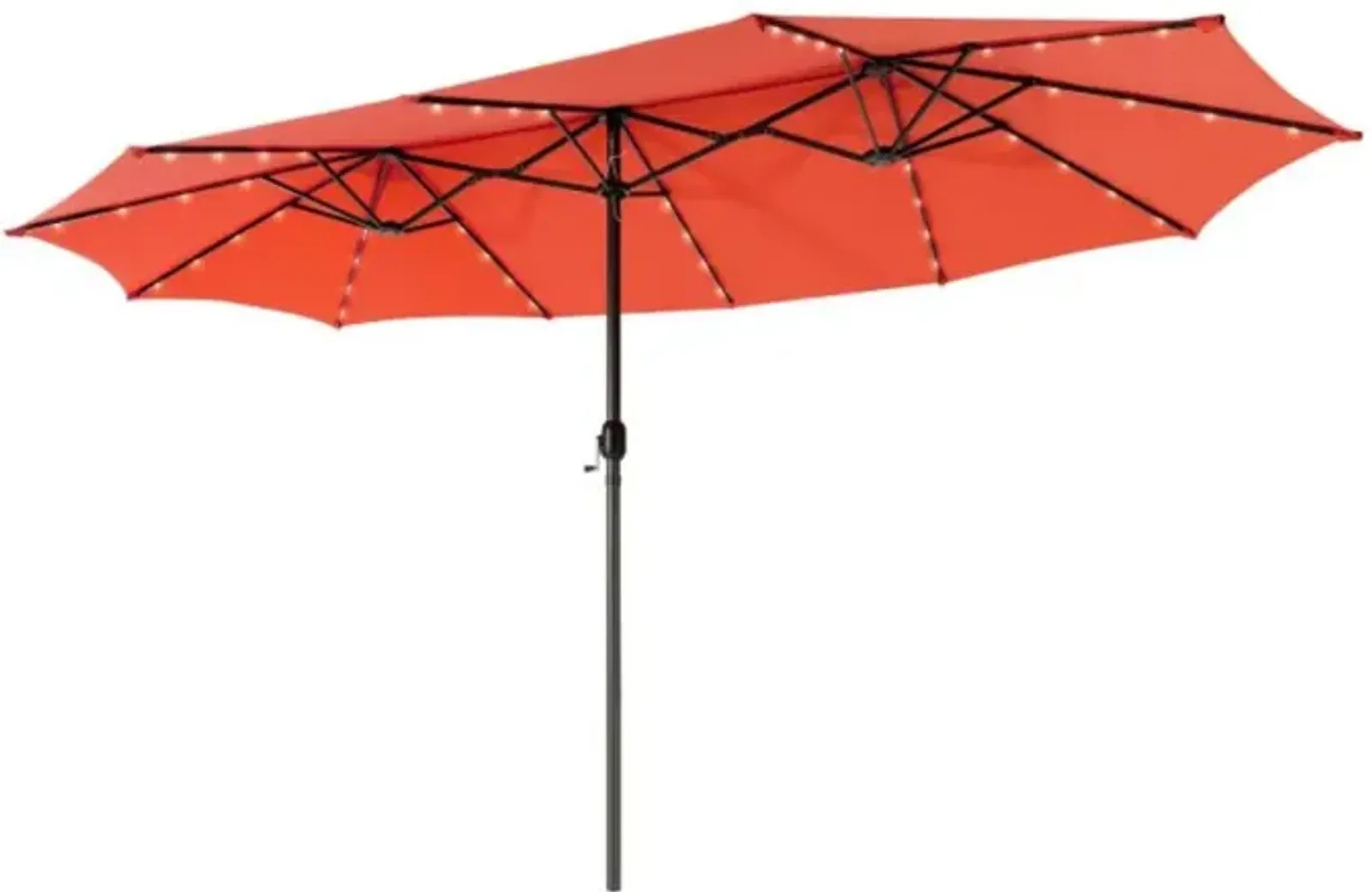 Hivvago 15 Feet Twin Patio Umbrella with 48 Solar LED Lights