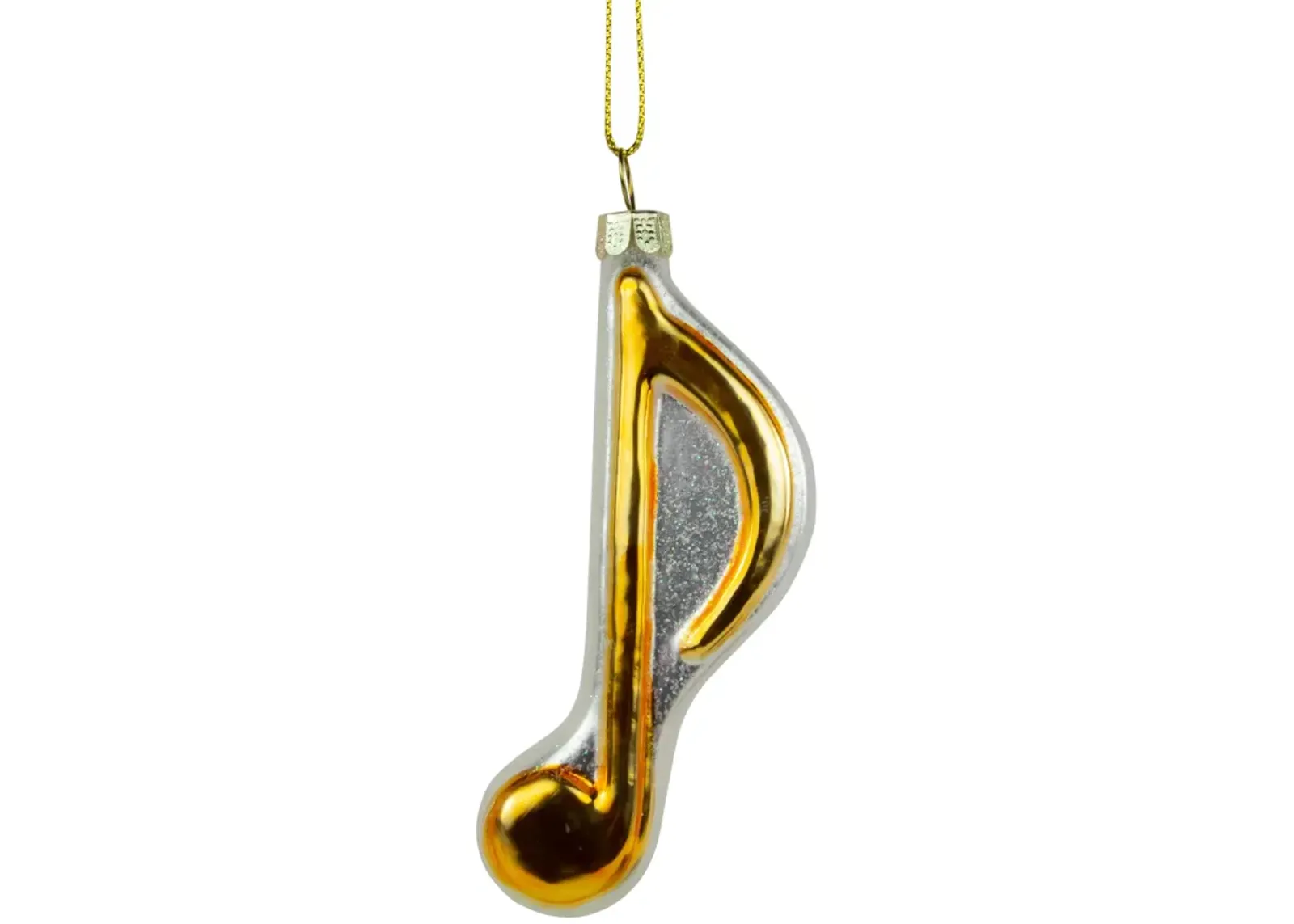 3.75" Metallic Gold Glittered Sixteenth Music Note Glass Christmas Ornament