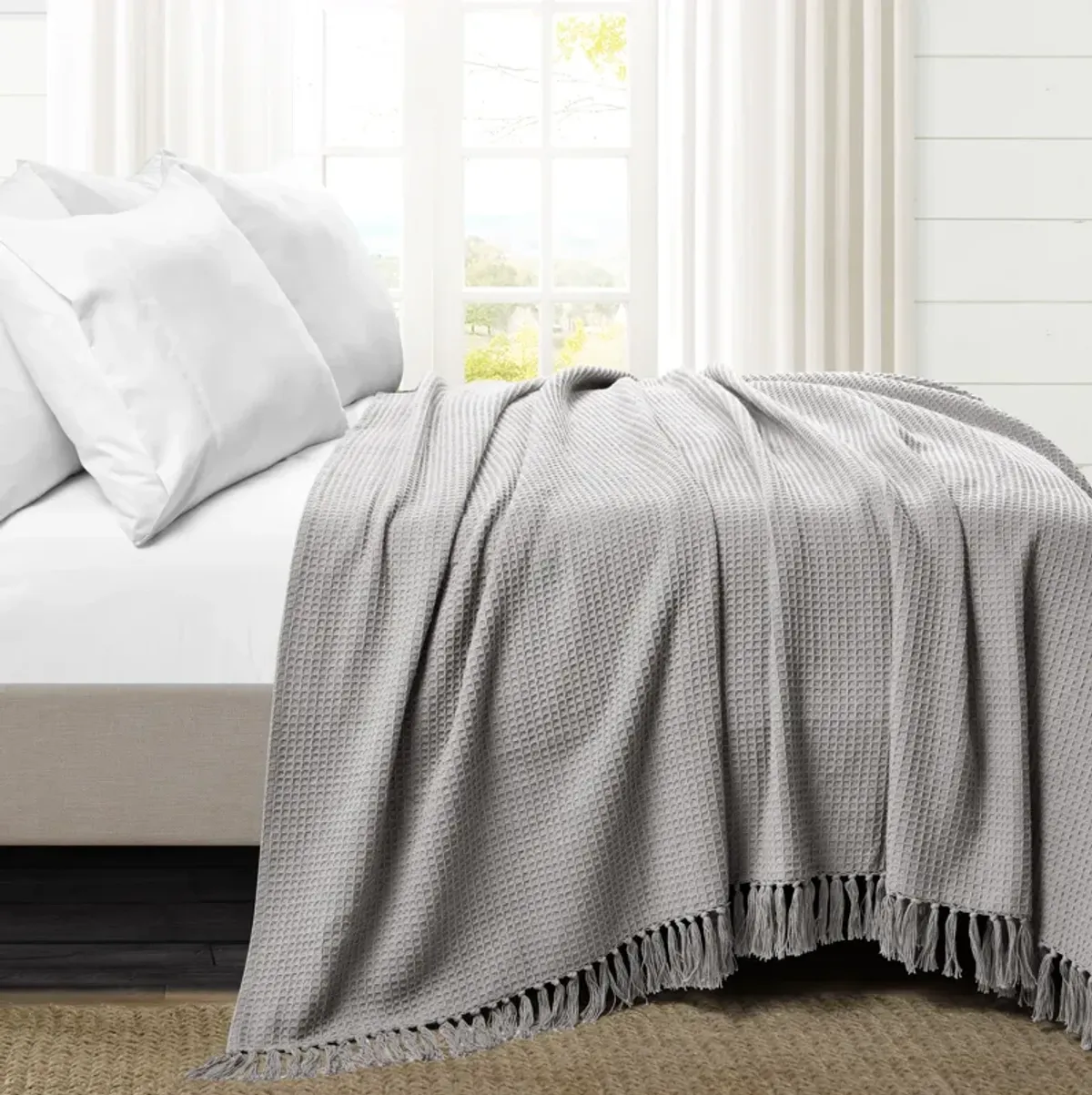 Waffle Cotton Knit  Blanket/Coverlet