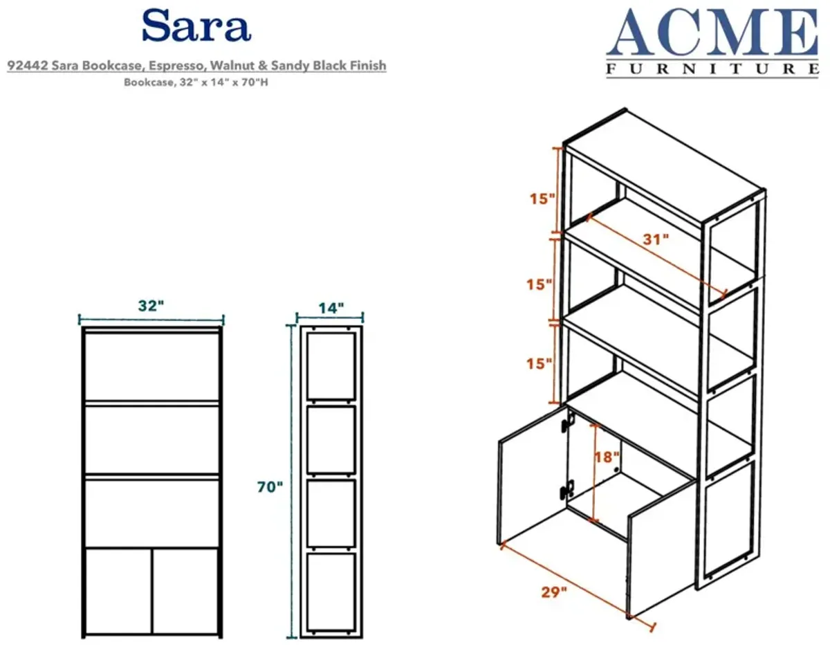 Sara Bookcase In PU, & Sandy