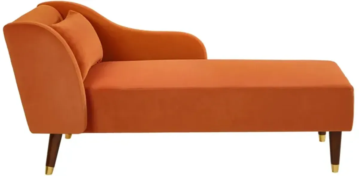 Modern Chaise Lounge Chair Velvet Upholstery (Orange)