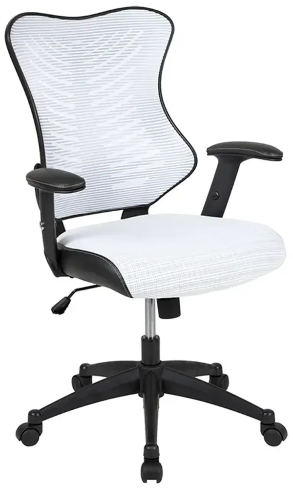 Flash Furniture Kale High Back Designer White Mesh Executive Swivel Ergonomic Office Chair with Adjustable Arms