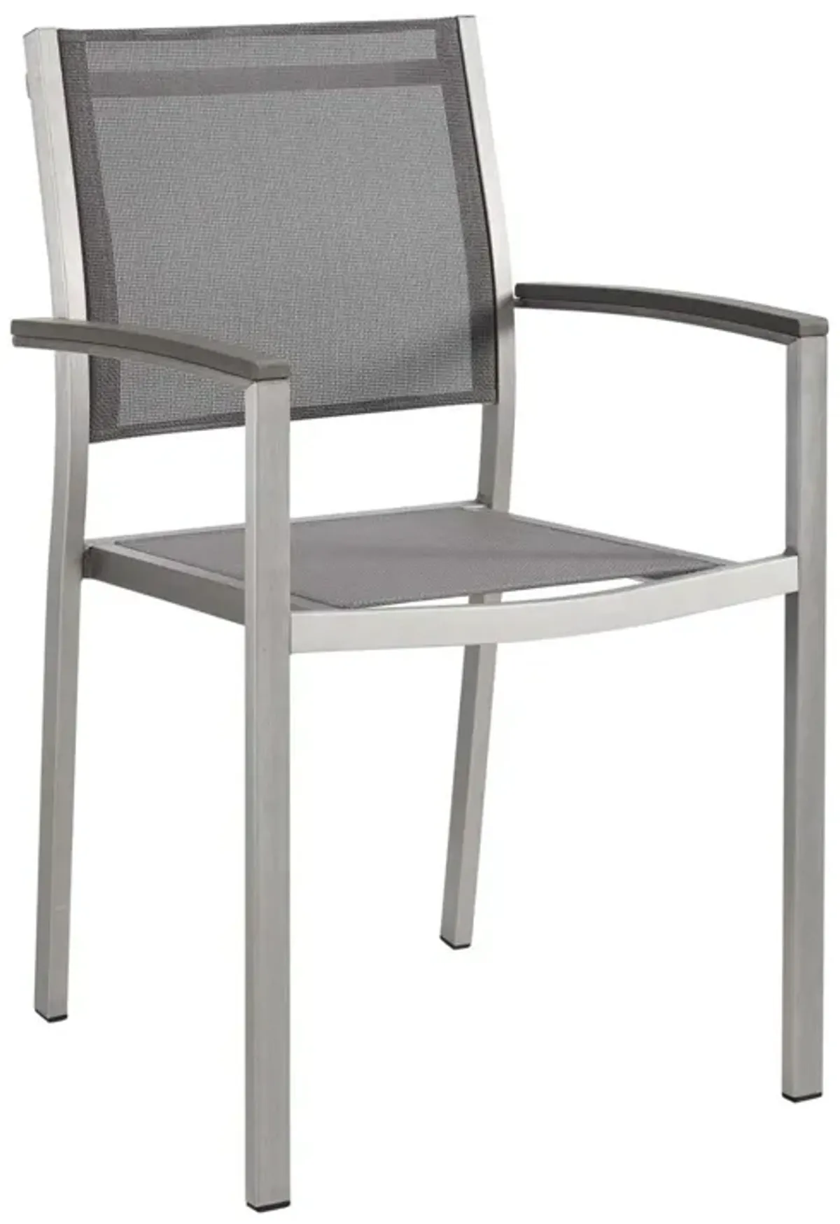 Modway Shore Aluminum Two Outdoor Patio Dining Arm Chairs in Silver Gray