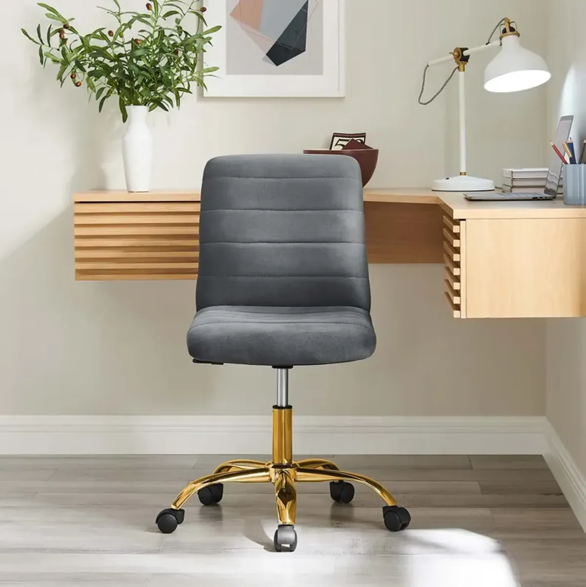 Modway Ripple Home Office Desks and Chairs, Gold Gray