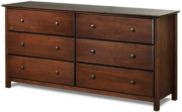Hivvago Farmhouse Solid Pine Wood 6 Drawer Dresser in Cherry Finish