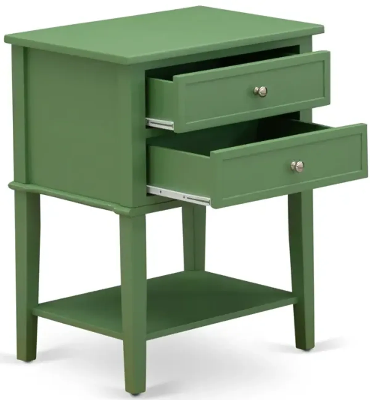 East West Furniture Valencia Night Stand-Rectangle End Table with 2 Drawers for Bedroom, 16x22 Inch, Clover Green