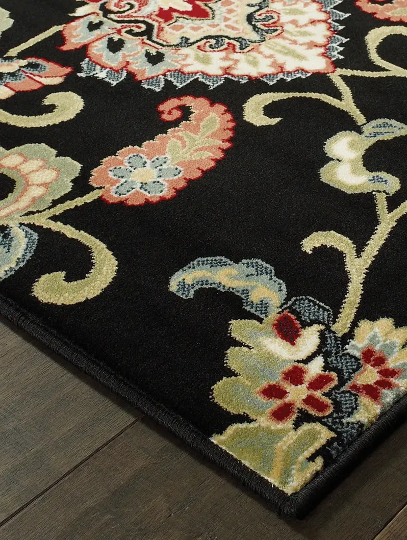 Kashan 1'10" x 3' Black Rug