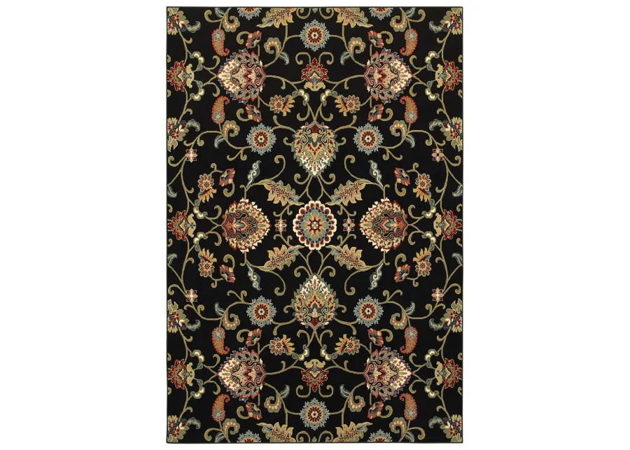 Kashan 1'10" x 3' Black Rug