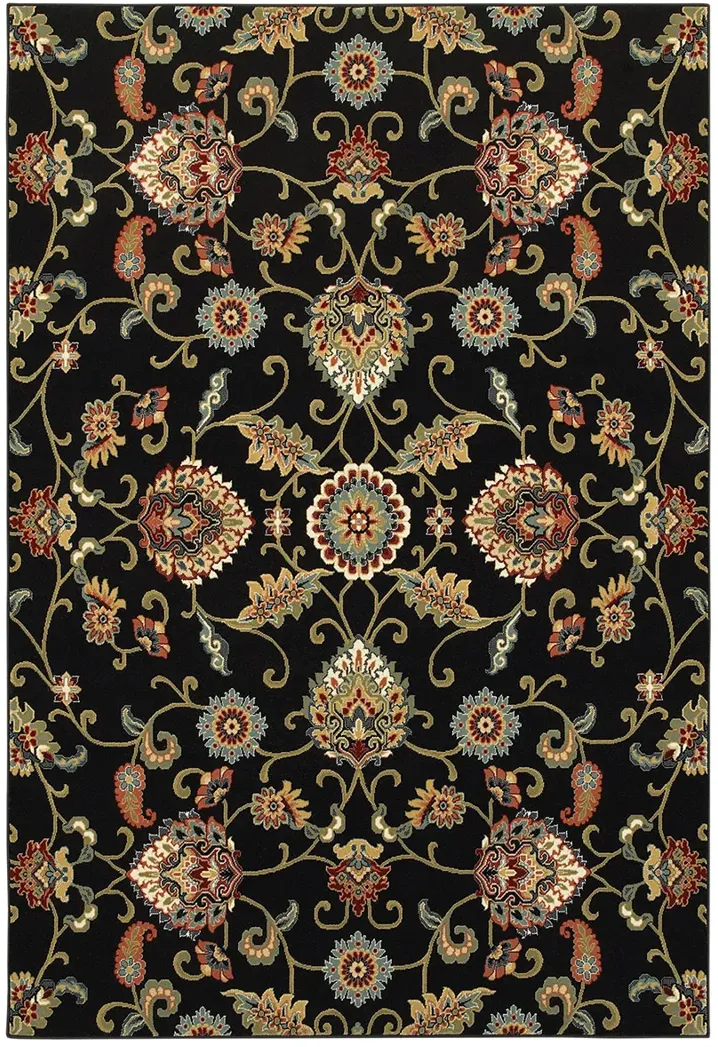 Kashan 1'10" x 3' Black Rug