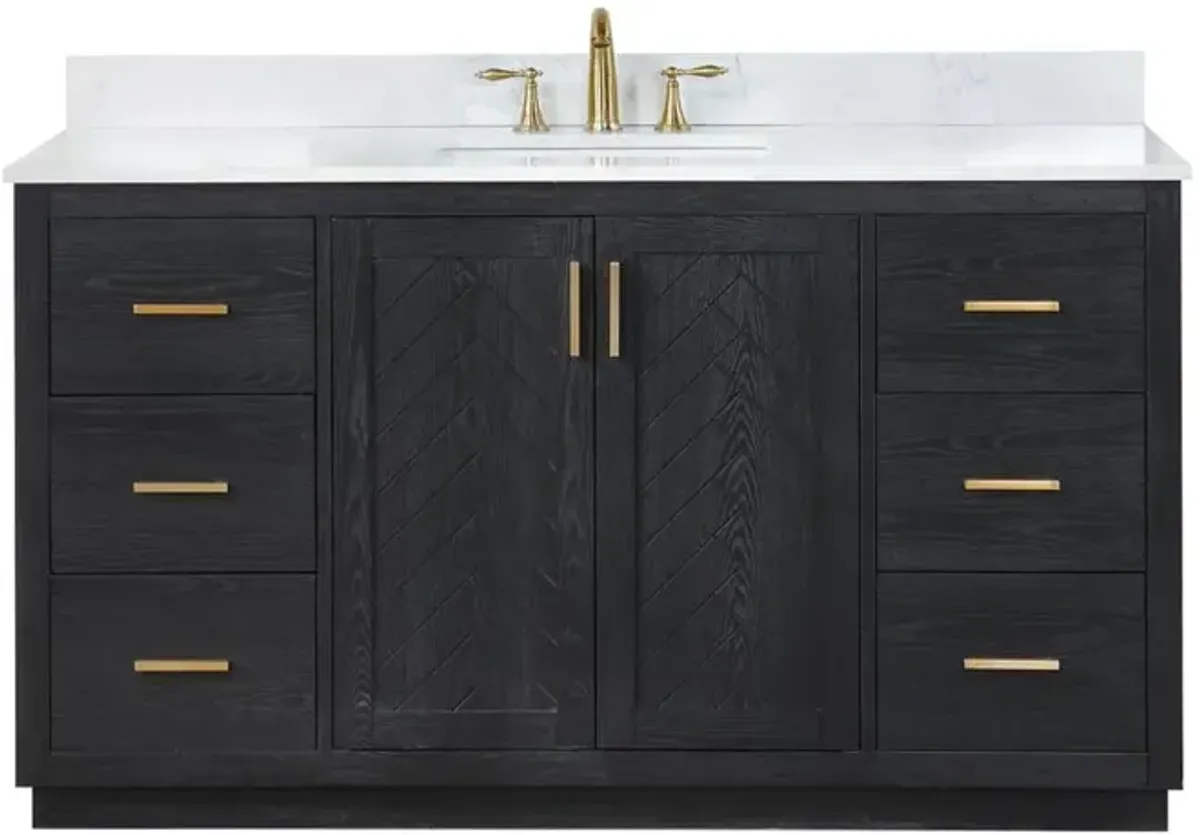 Altair 60 Single Bathroom Vanity Set in Black Oak without Mirror