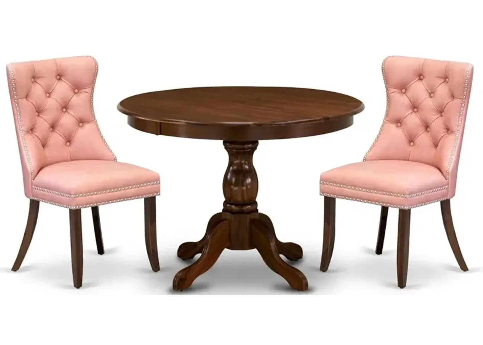 3 Piece Kitchen Table Set Contains a Round Dining Table