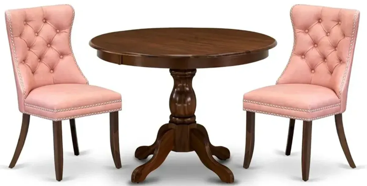 3 Piece Kitchen Table Set Contains a Round Dining Table