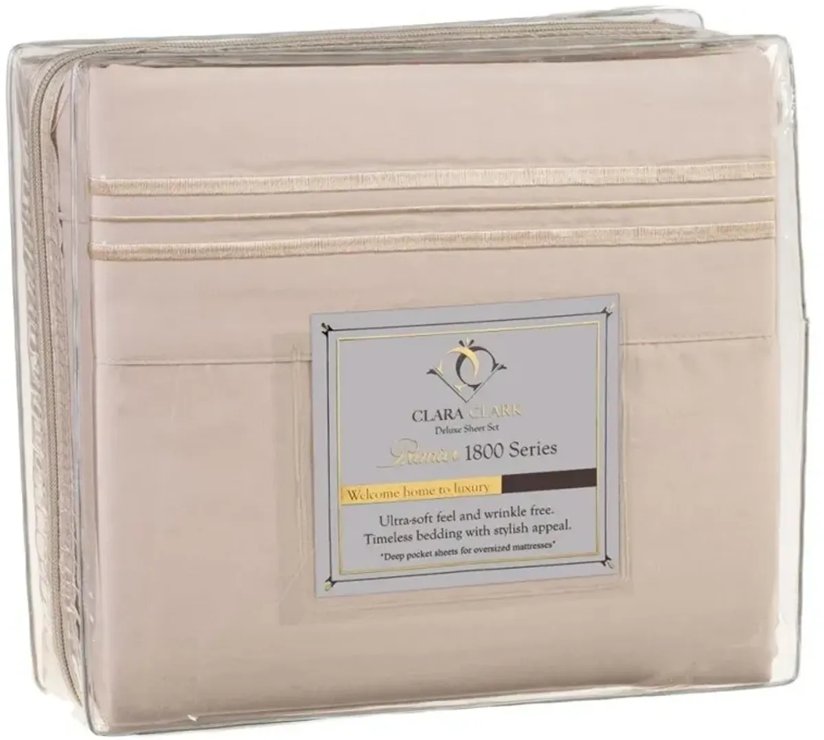 King size 4 Piece Sheet Set in Beige Cream Brushed Microfiber