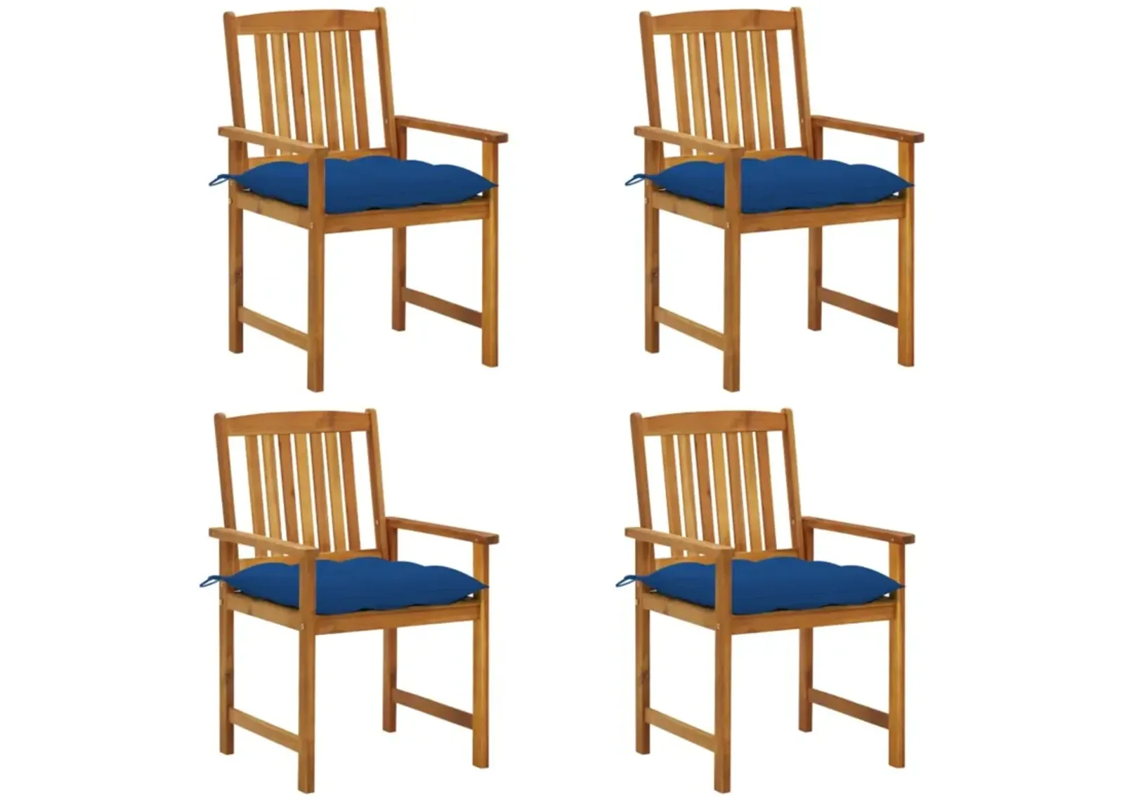 vidaXL Director's Chairs with Cushions 4 pcs Solid Acacia Wood