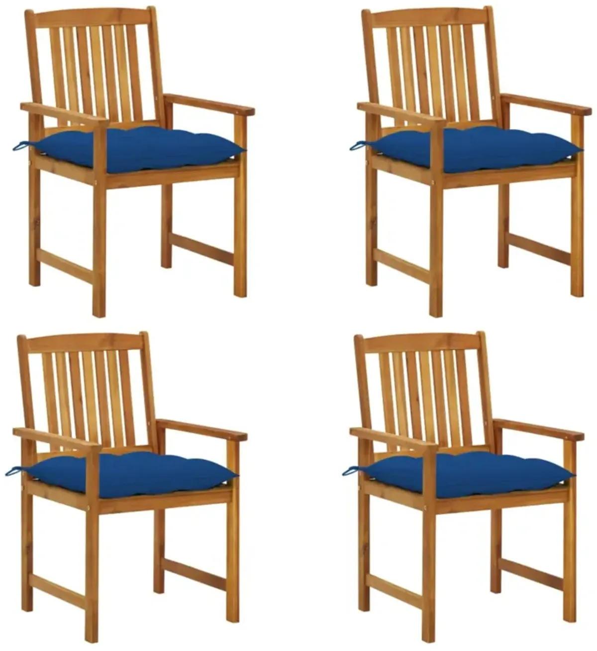 vidaXL Director's Chairs with Cushions 4 pcs Solid Acacia Wood