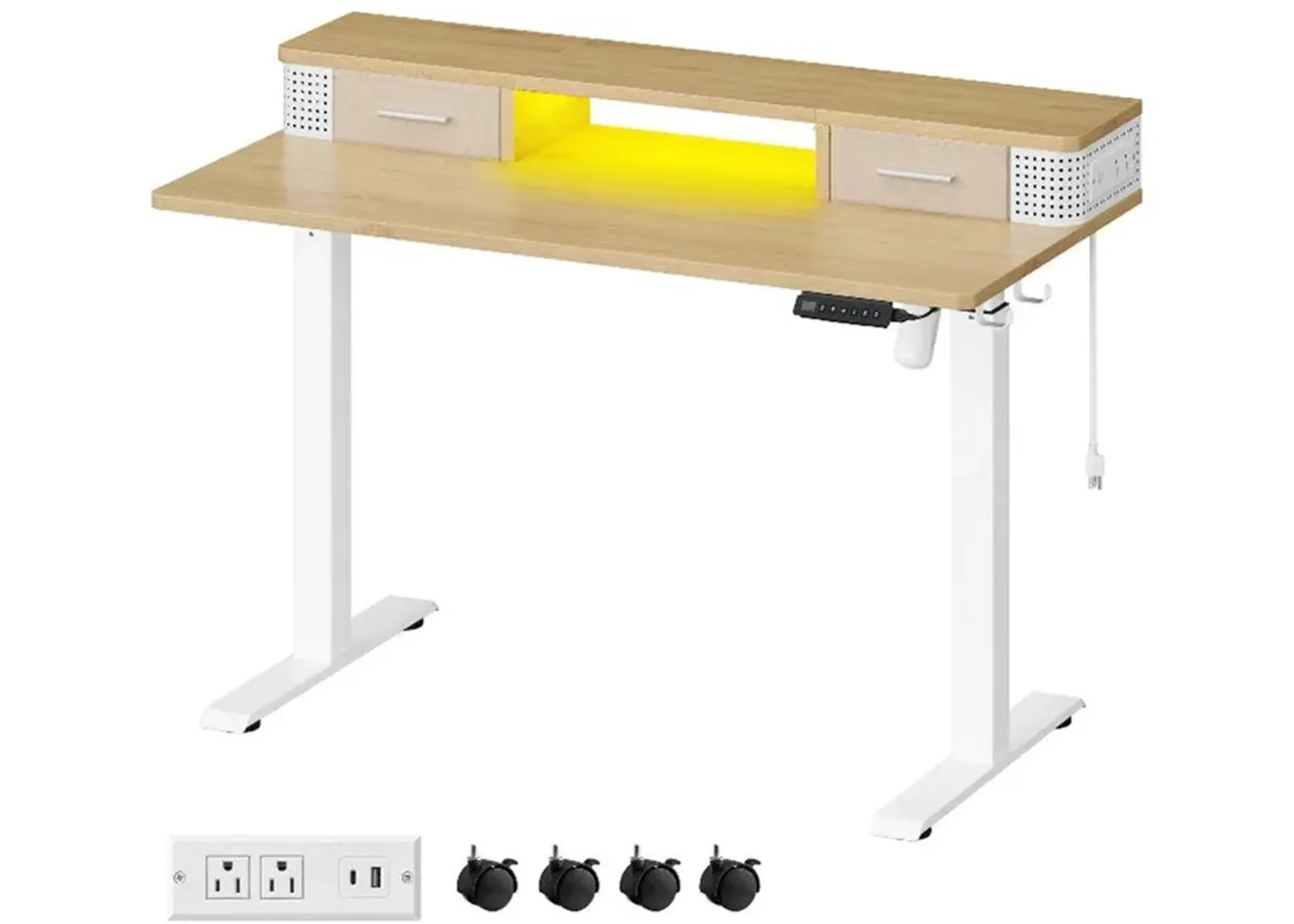 Electric Height Adjustable Standing Desk with Storage Drawers