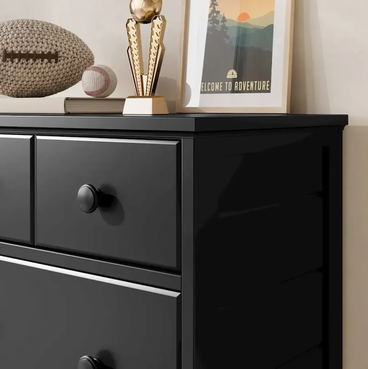 Storkcraft Moss 6 Drawer Double Dresser - Black