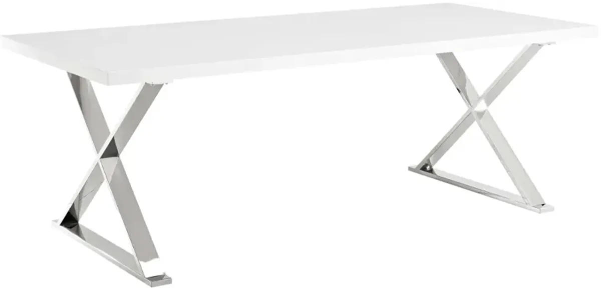 Modway - Sector Dining Table White Silver