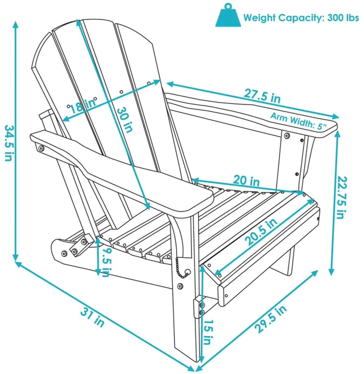 Sunnydaze All-Weather HDPE Foldable Adirondack Chair