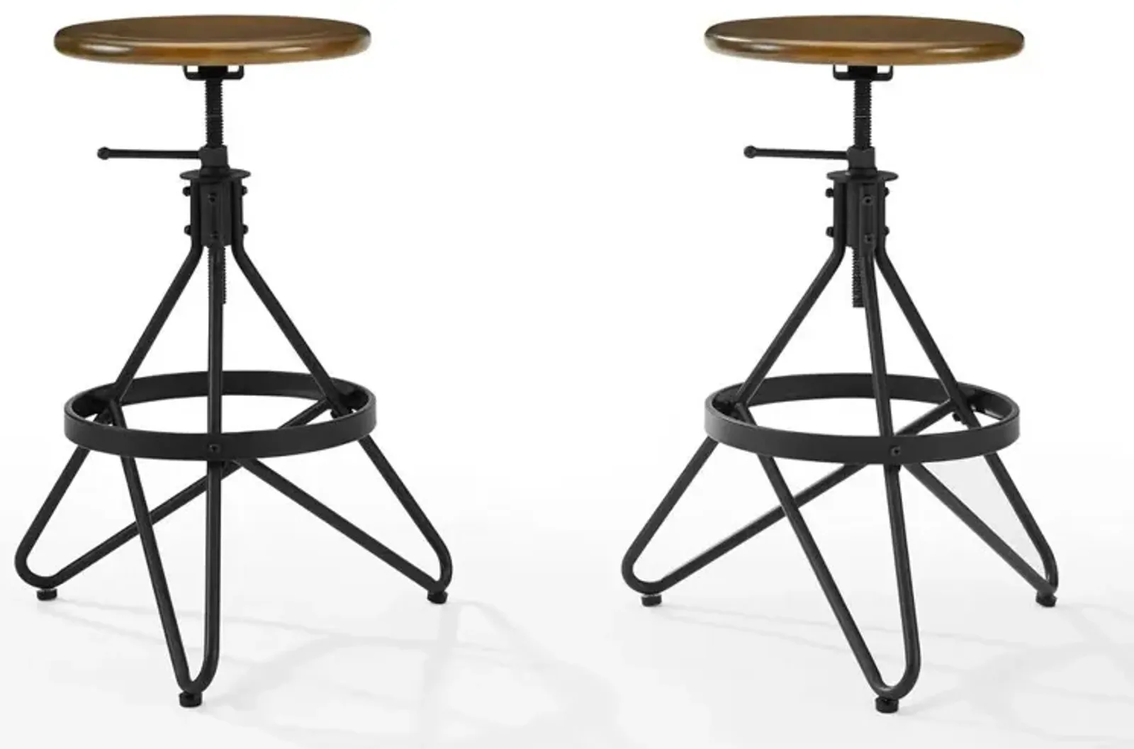 Kalen 2Pc Adjustable Height Swivel Stool Set Brown/Matte Black - 2 Stools