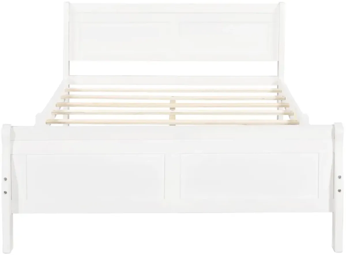 Whisen Wood Platform Twin Bed Frame with Sleigh Design, Headboard, Footboard, and Sturdy Slat Support - Espresso