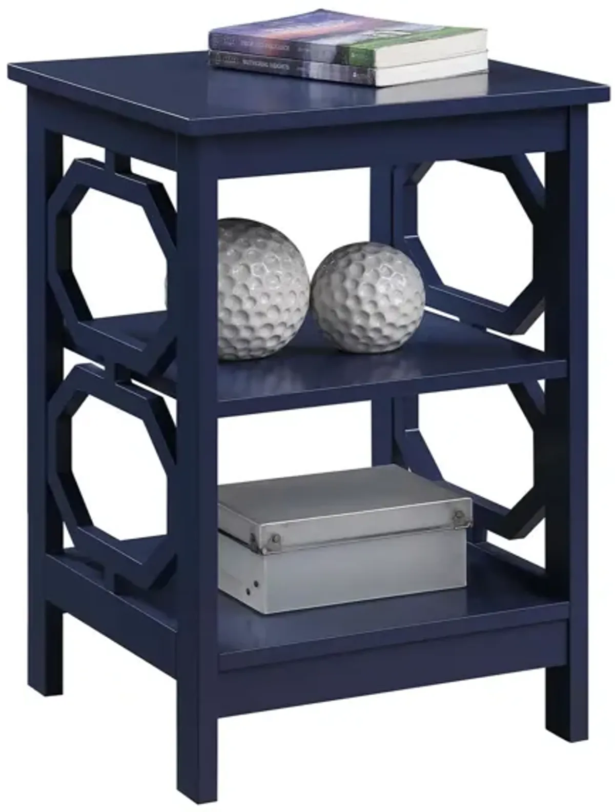 Convenience Concepts Omega End Shelves Table, Cobalt Blue