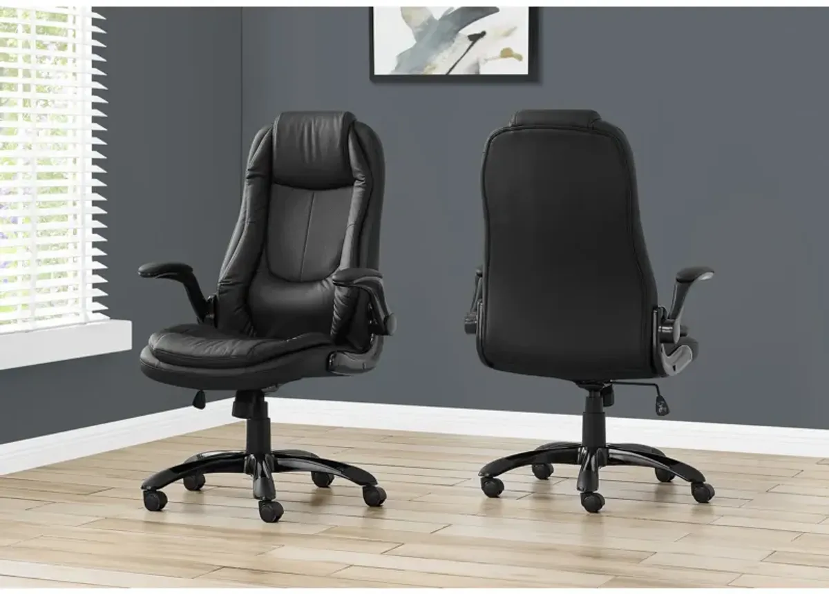 Monarch Specialties I 7277 Office Chair, Adjustable Height, Swivel, Ergonomic, Armrests, Computer Desk, Work, Metal, Pu Leather Look, Black, Contemporary, Modern