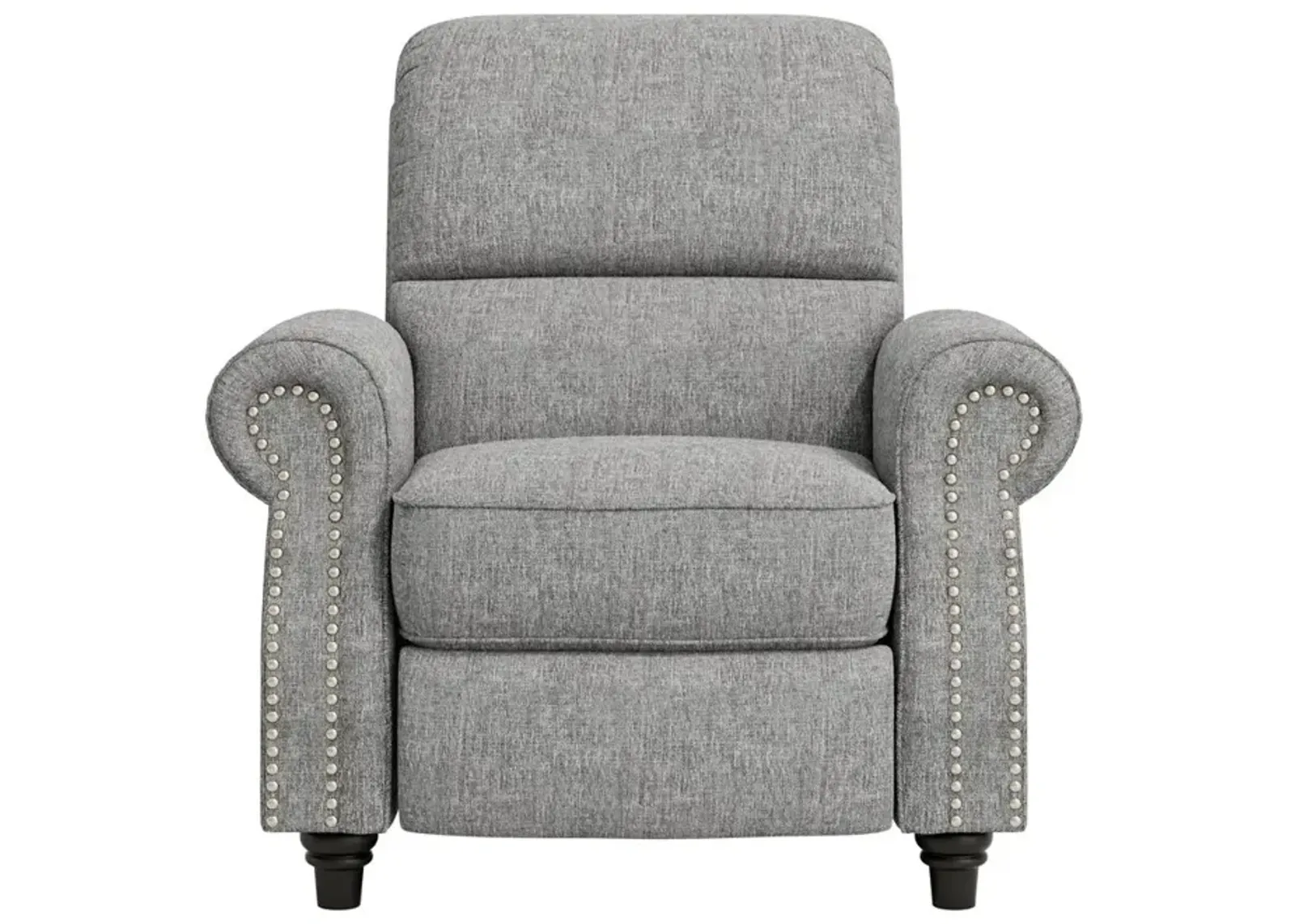 ProLounger Bustle-Back Pushback Recliner with Nailheads in Grey Chenille