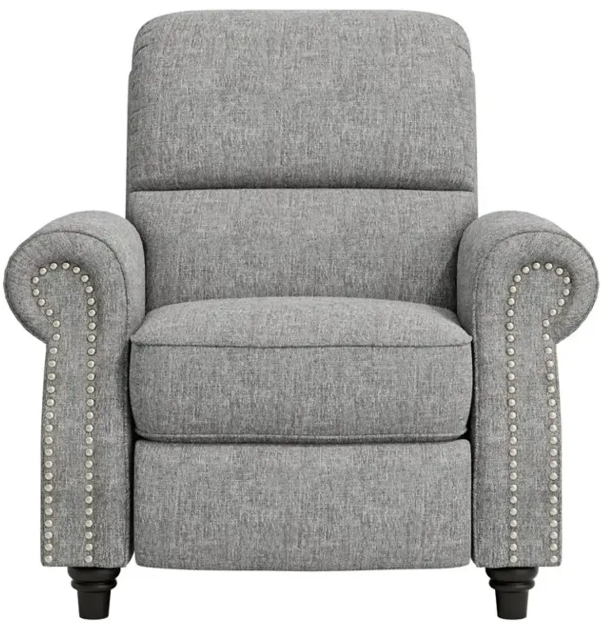 ProLounger Bustle-Back Pushback Recliner with Nailheads in Grey Chenille