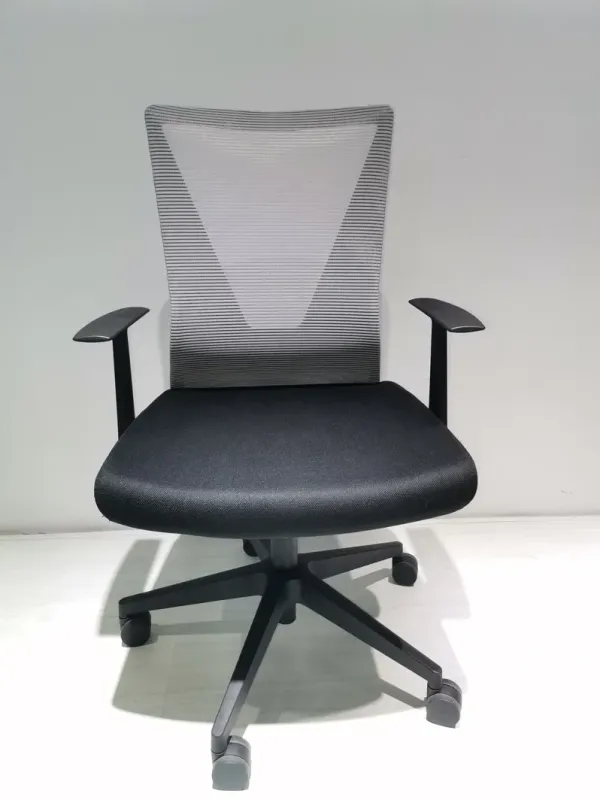 DEPOT E-SHOP Puebla Office Chair, Nylon Base Black, Fixed Armrest, Black / Smokey Oak