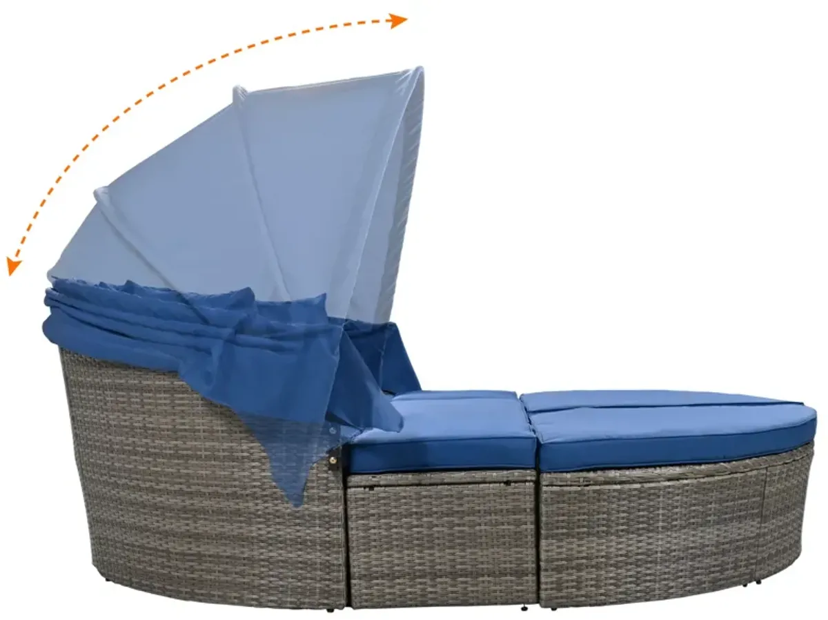 Merax Outdoor rattan daybed sunbed with retractable canopy