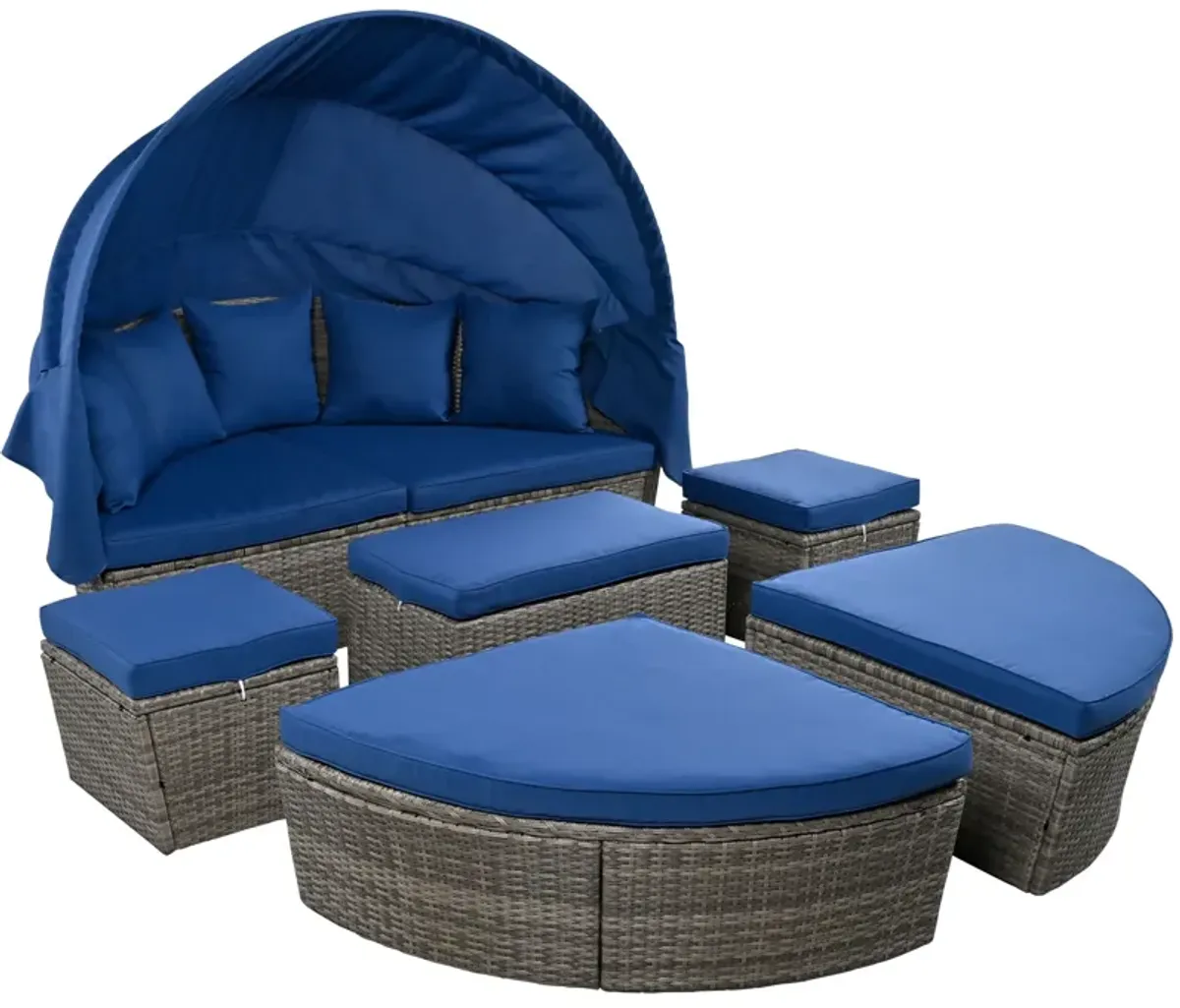 Merax Outdoor rattan daybed sunbed with retractable canopy