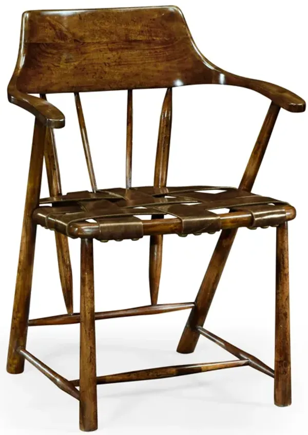 Walnut Smokers Armchair With Leather Seat