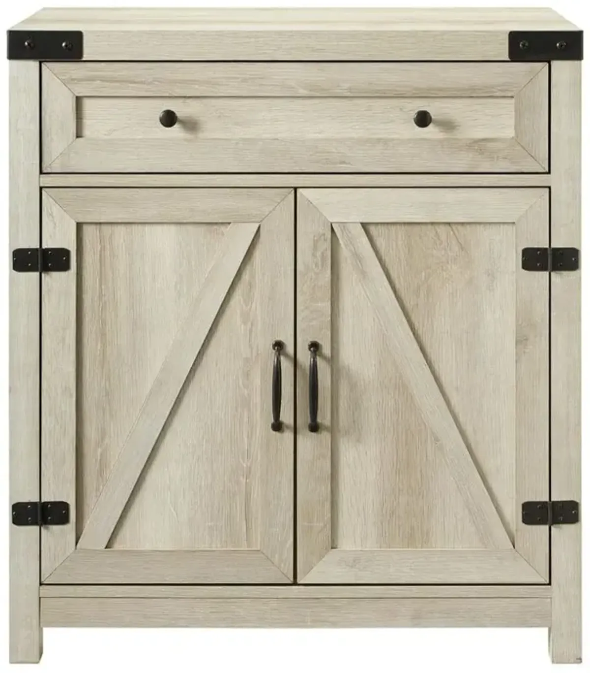 Hivvago Rustic Farmhouse Barn Door Accent Storage Cabinet White Oak