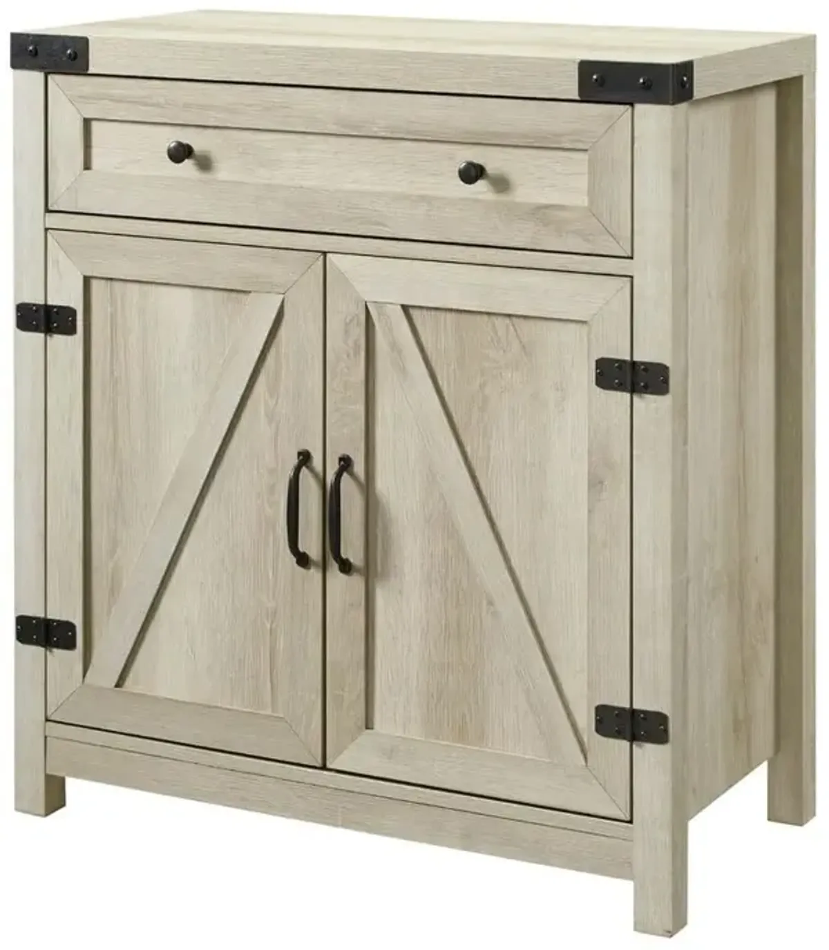 Hivvago Rustic Farmhouse Barn Door Accent Storage Cabinet White Oak