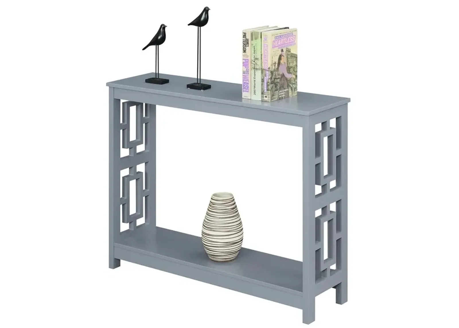 Convenience Concepts Town Square Console Table with Shelf, Gray