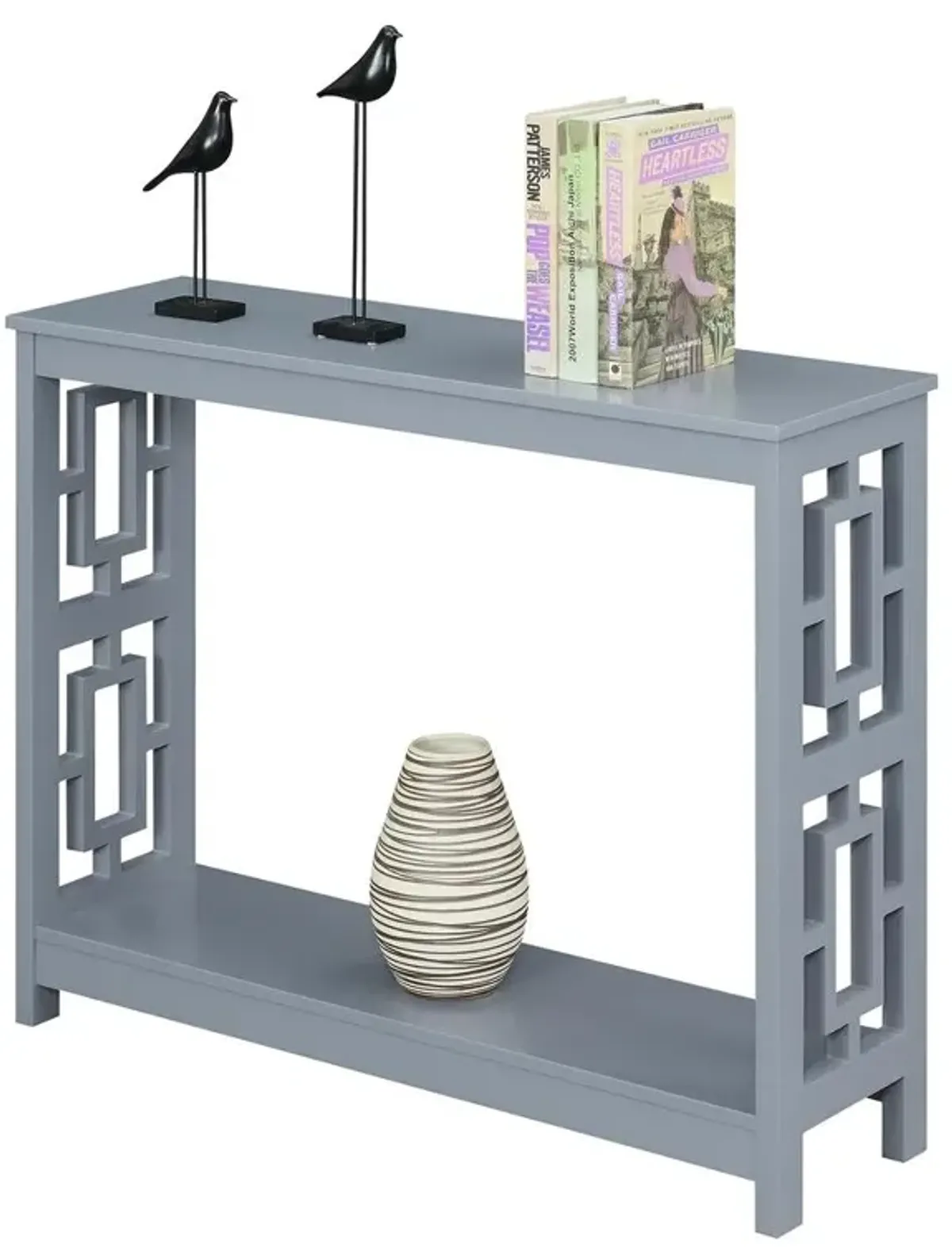 Convenience Concepts Town Square Console Table with Shelf, Gray