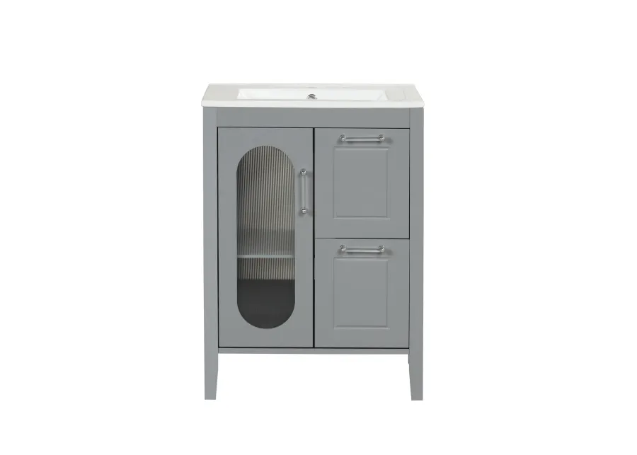 Merax  Painted Freestanding Bathroom Cabinet Vanity with Sink