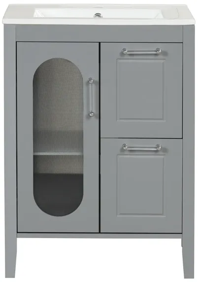 Merax  Painted Freestanding Bathroom Cabinet Vanity with Sink