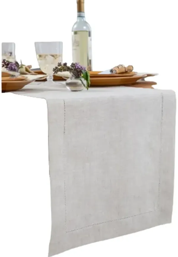 Solino Home 100% Pure Linen Table Runner - Medium Weight Hemstitch