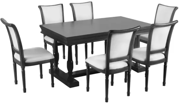 7-Piece Dining Set with Trestle Base Table and 6 Chairs