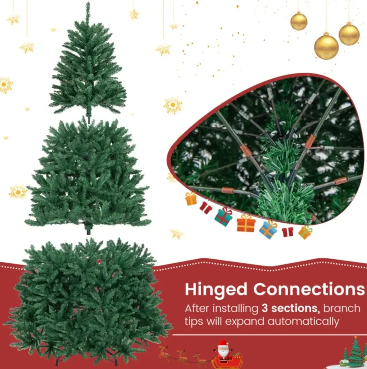 Hivvago 7.5 Feet Artificial Christmas Tree with Folding Metal Stand